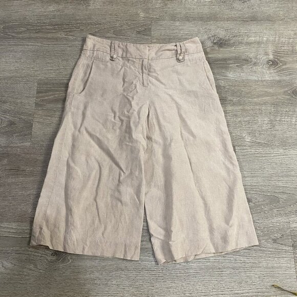Ann Taylor Loft Linen Blend Crop Pants Womens 2 Beige - Picture 1 of 4